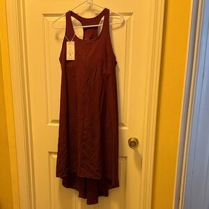 HALARA Wine Red High Low Dress